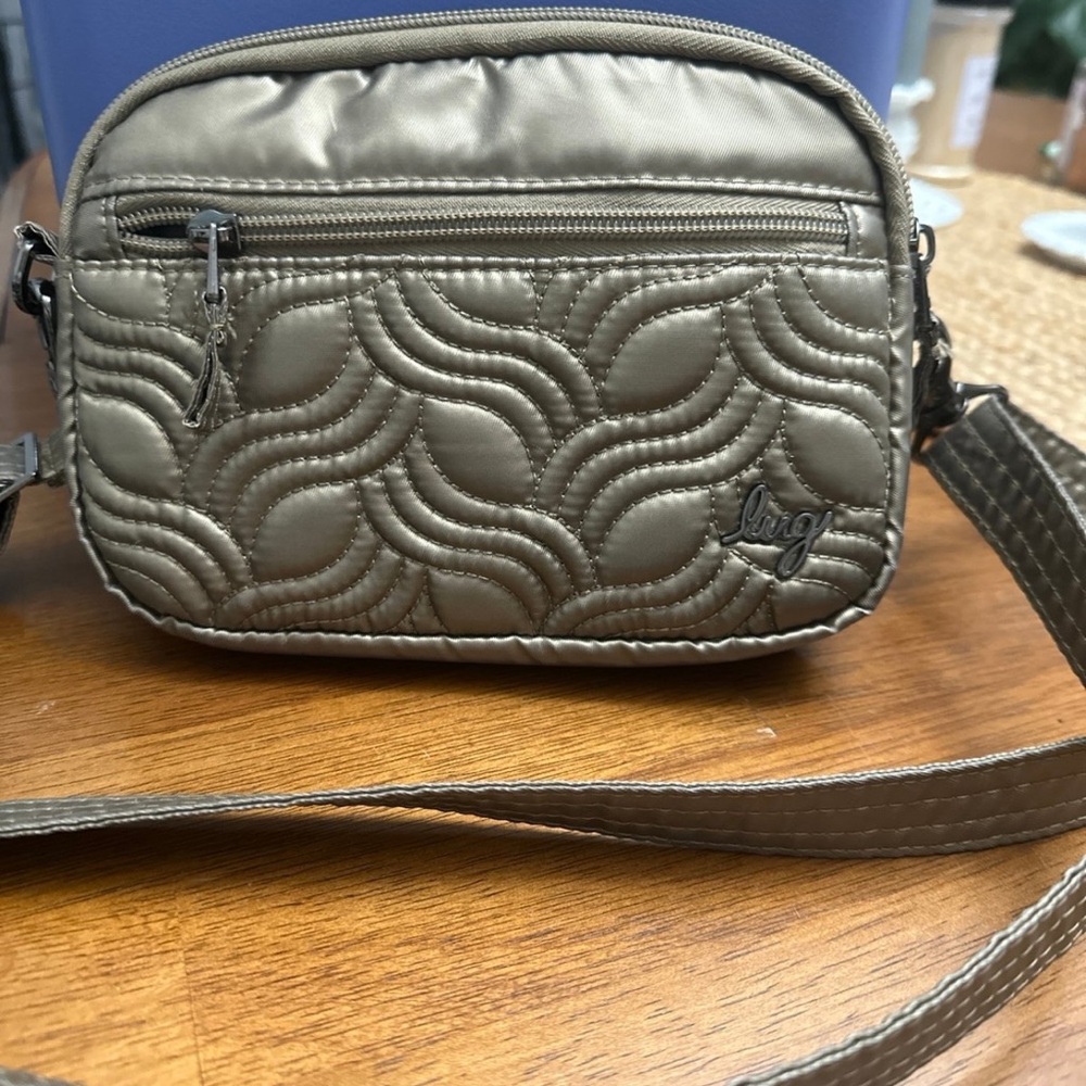 Lug Metallic Quilted Crossbody Bag - Bronze